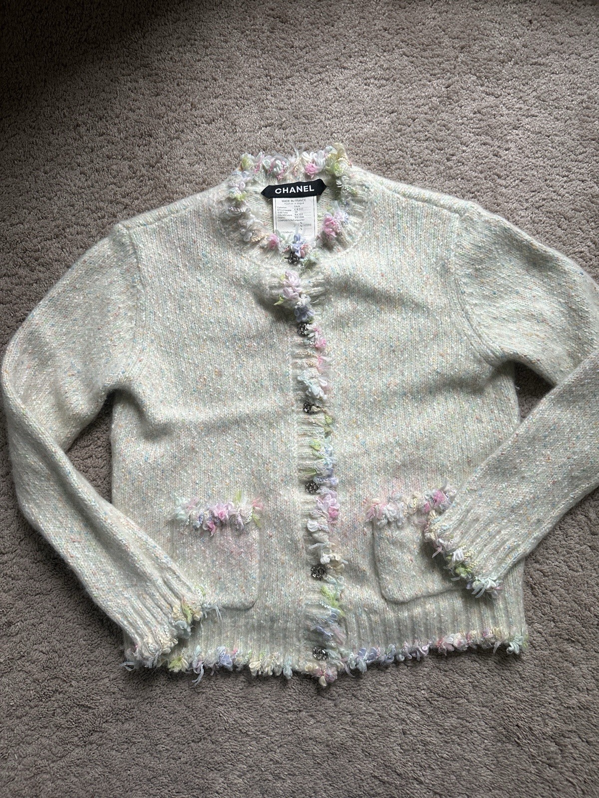 Chanel Vintage Cashmere Sweater Cardigan Estate Size 38
