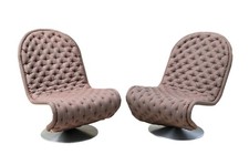 Pair of Verner Panton Tufted 1-2-3 Mid Century Modern Lounge Chairs