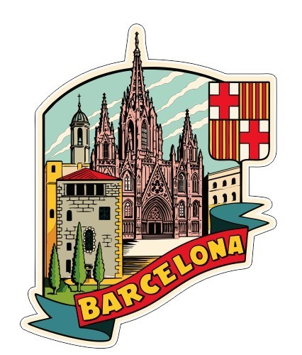 Barcelona Vintage Style Sticker Decal R8547