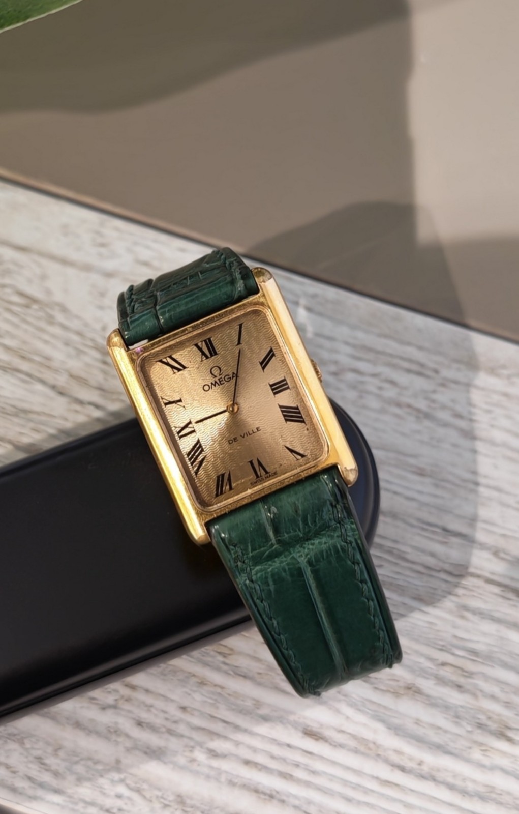 1970s Vintage Omega De Ville Tank Watch with Wave Dial 511.0404