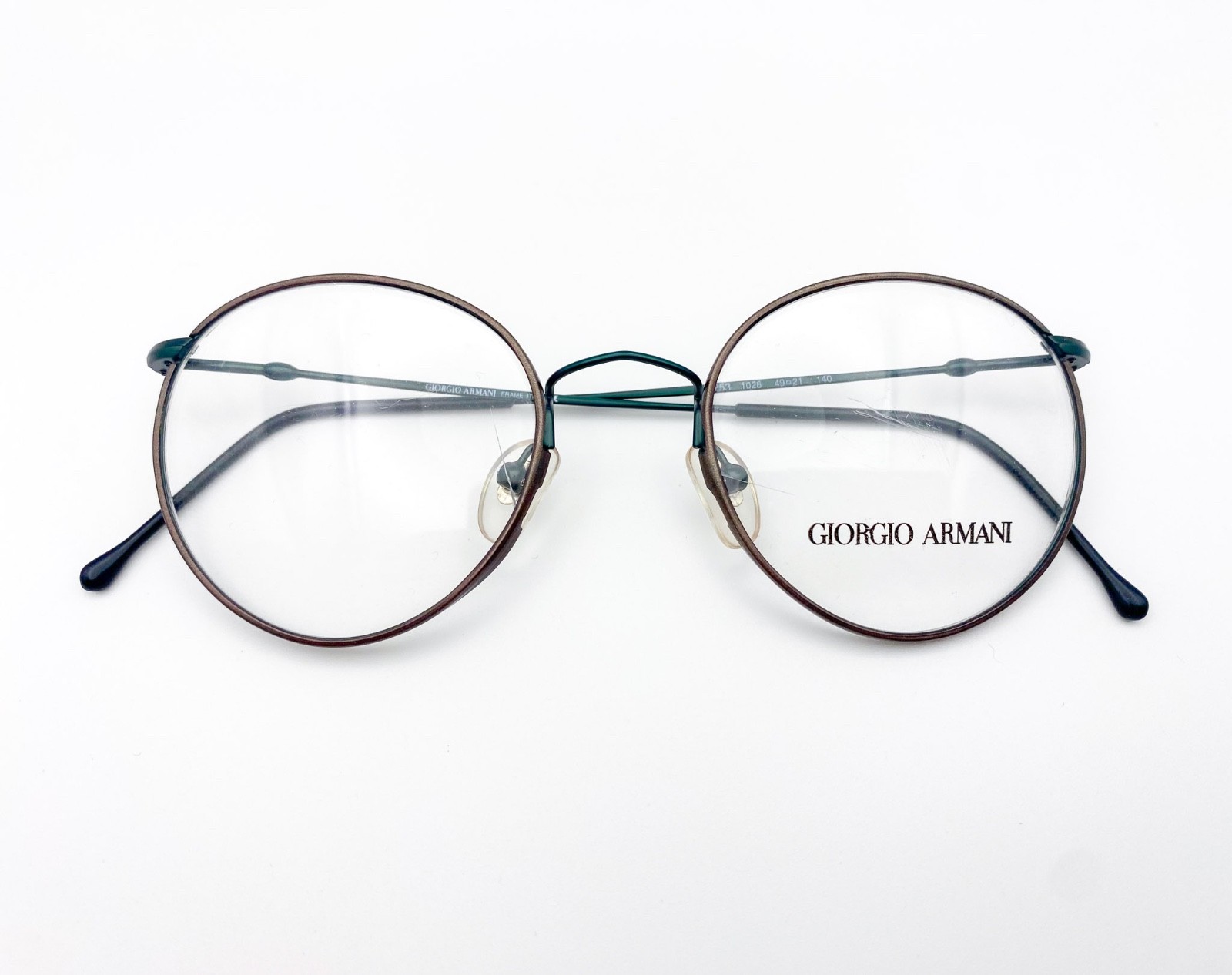 Giorgio Armani Vintage 1990s Round Brushed Bronze Eyeglasses | Authentic NOS