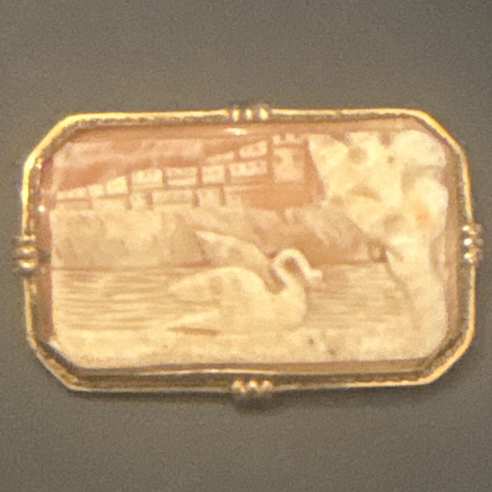 Vintage shell cameo brooch pin Cameo-Style Swan Brooch Pin