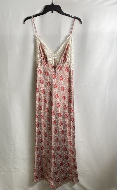 Vintage 90s Valentino Intimo Women's Red Silk Lace Floral Night Dress Sz S/M
