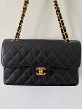 Chanel Black Quilted Caviar Classic Double Flap Small Vintage WGACA