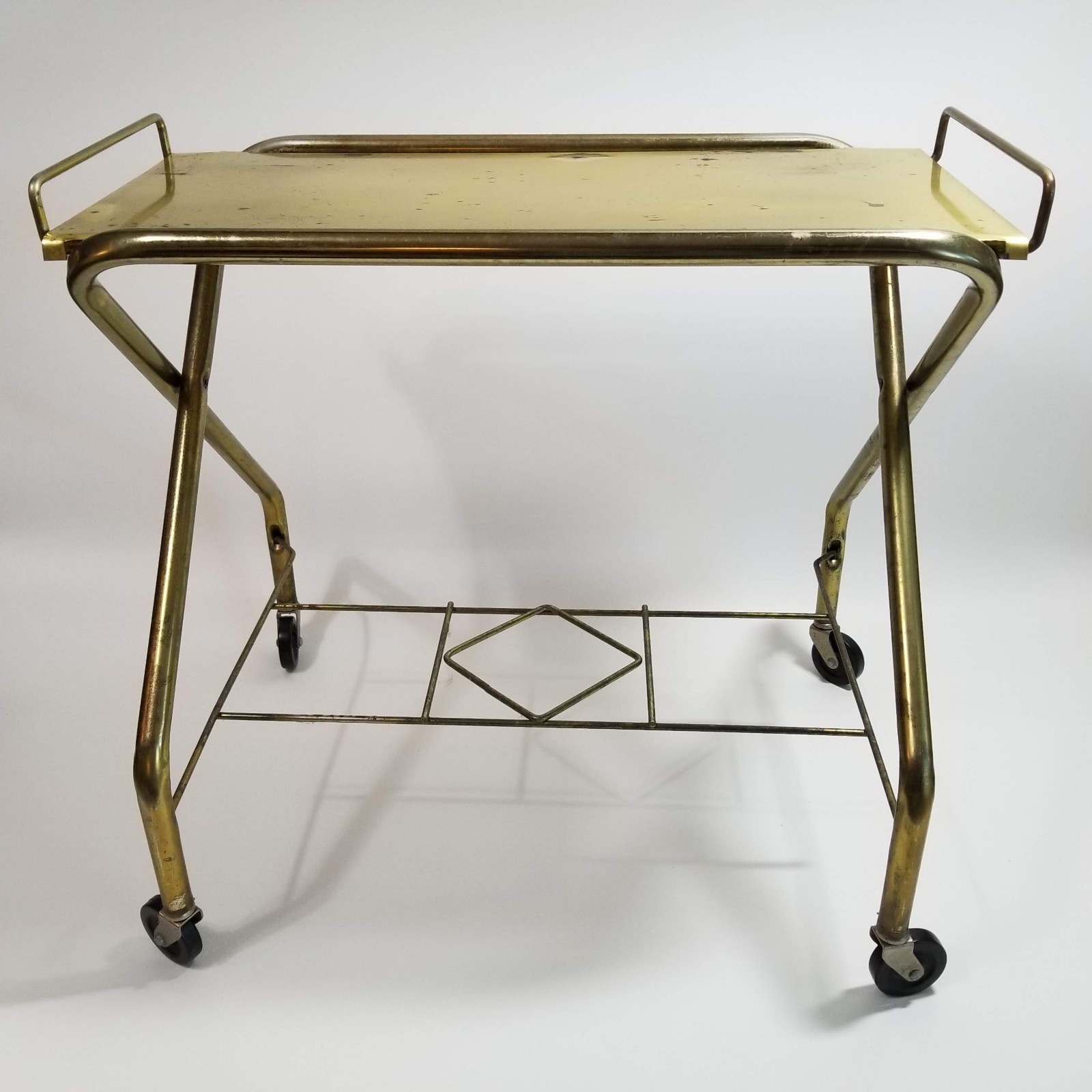 Vintage MCM 2 Tier Bar Cart on Casters Period Wear SEE PHOTOS