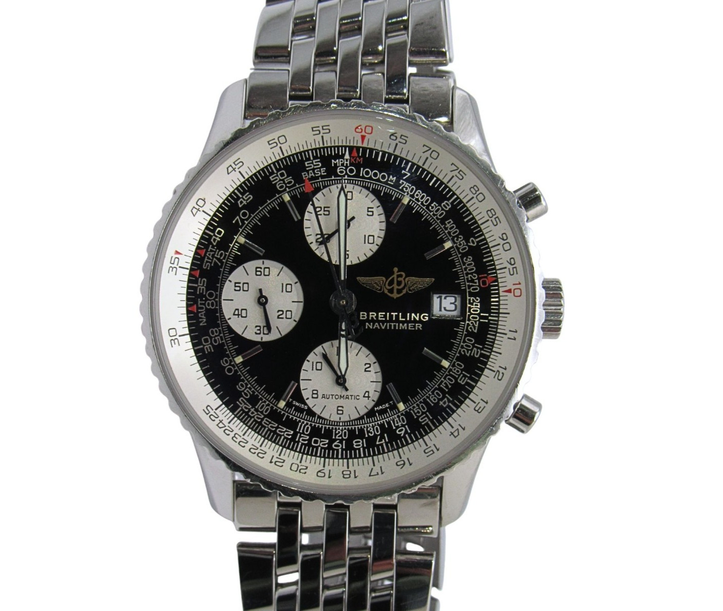 Breitling Old Navitimer II Black Dial Stainless Steel Automatic Watch A13022