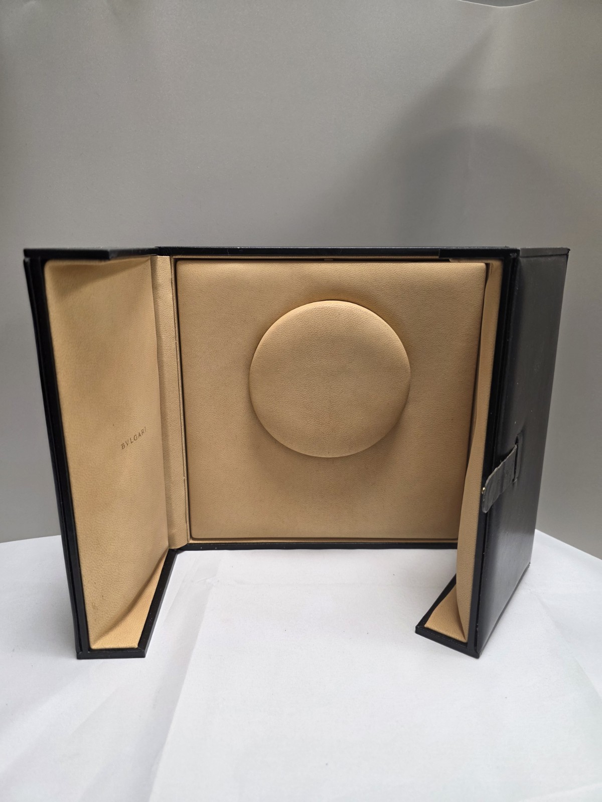 Vintage Bvlgari Bulgari Necklace Jewelry Presentation Box Case Black Tan