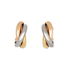 90s Vintage Cartier Trinity Earrings 18k Gold 3/4" Fine Signed Jewelry