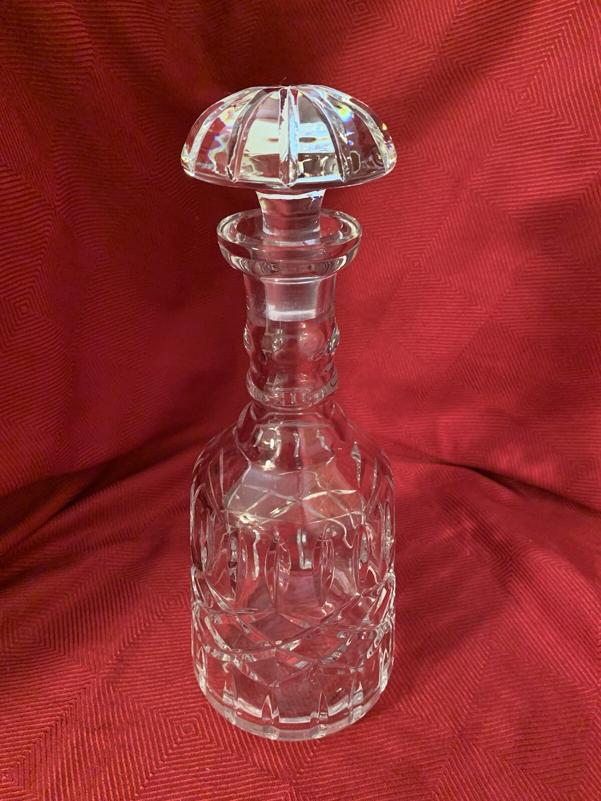 Vintage Tall Gorgeous Crystal Cut Decanter 11-1/4” X 4” With Glass Stopper