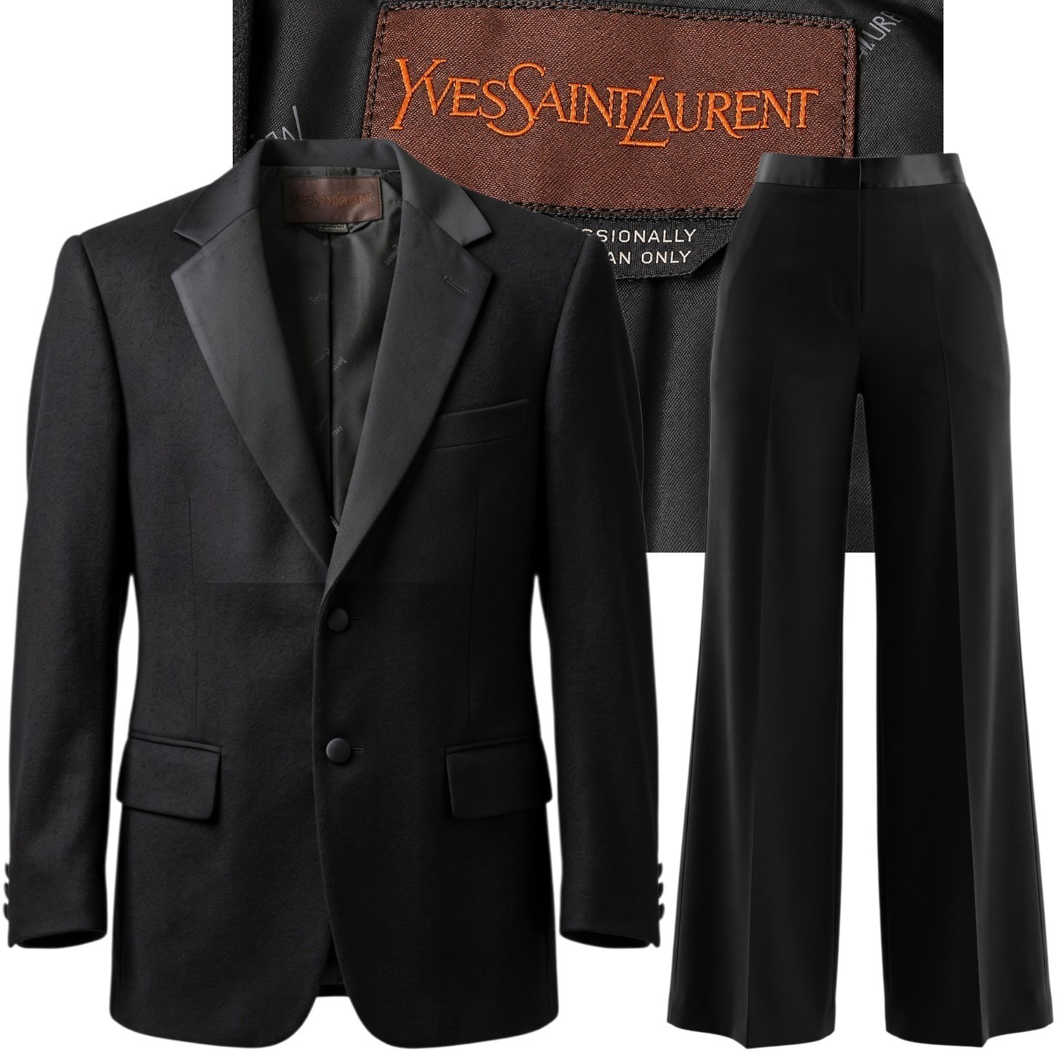 Yves Saint Laurent Full Tuxedo 40R Suit Men (31x32 pants) Satin Lapel VTG