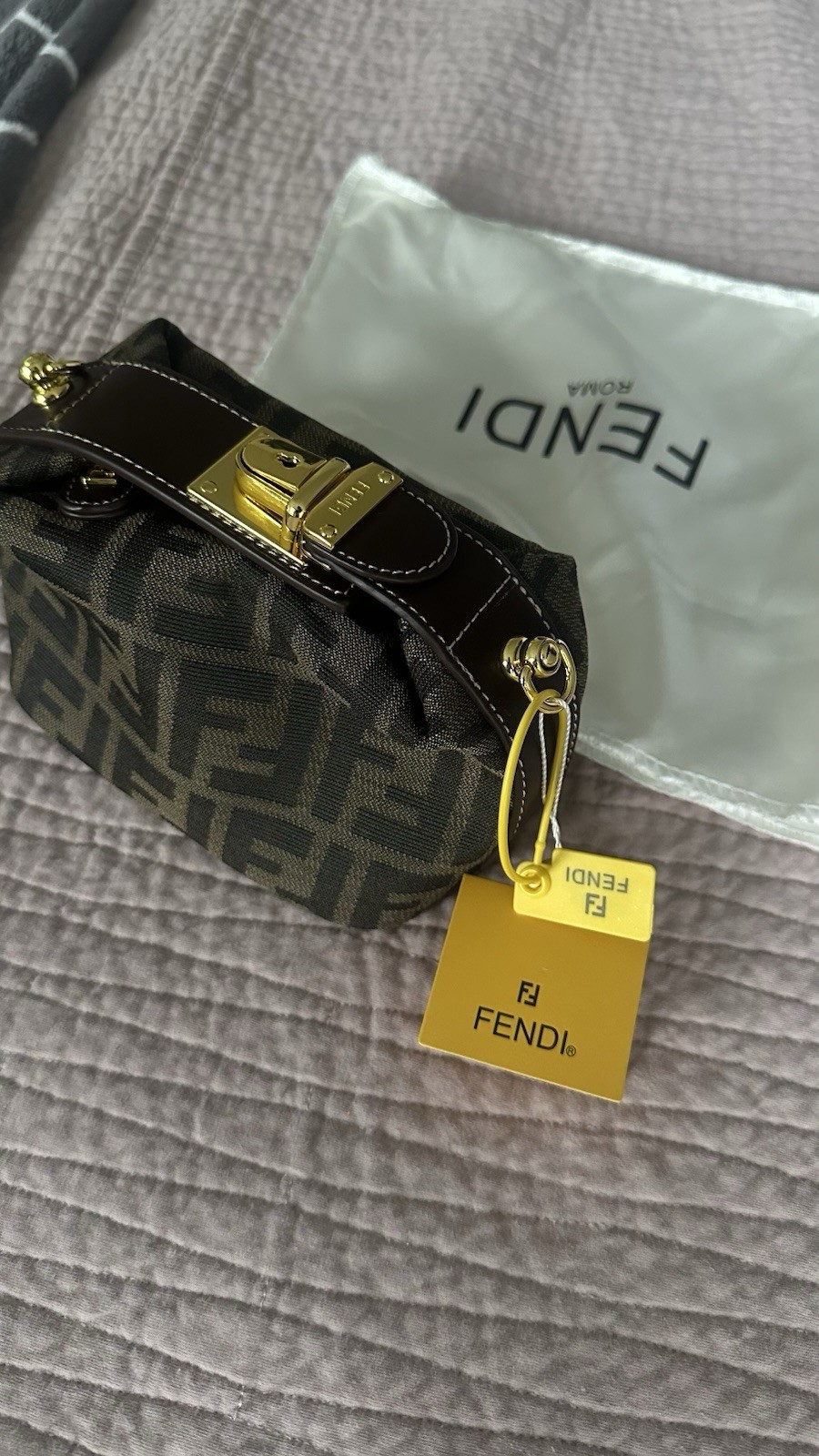 Vintage Fendi Zucca Monogram Nylon & Leather Shoulder/Handbag π€π€