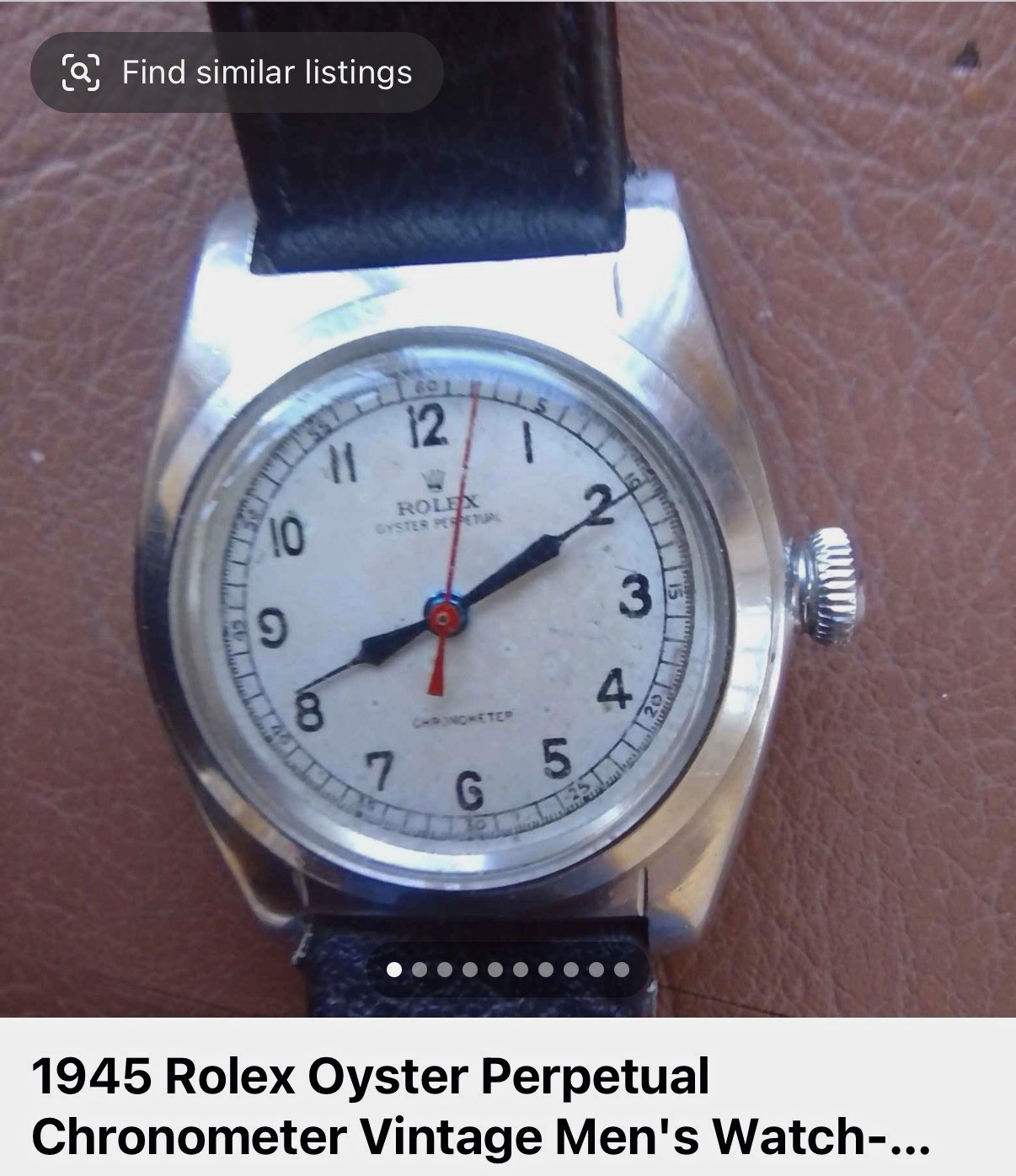 Rolex Oyster Perpetual Chronometer Auto 32mm White Dial Black Leather Strap