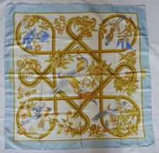 Hermes Vintage Rare scarf  Ivory x navy Silk  from japan