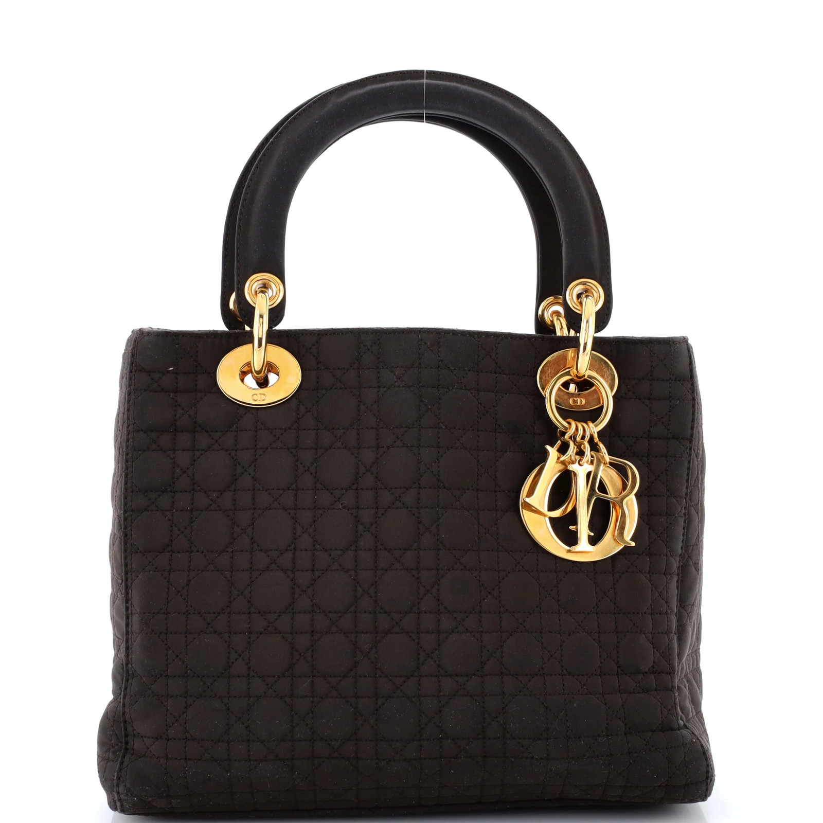 Christian Dior Vintage Lady Dior Bag Cannage Quilt Nylon Medium