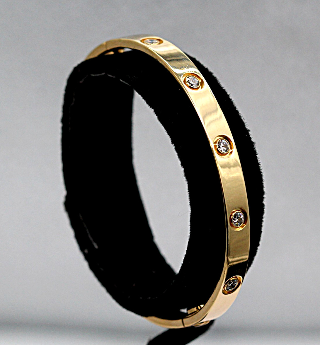 Cartier 18k Yellow Gold 10 Diamond Love Bracelet ( no Screwdriver included)