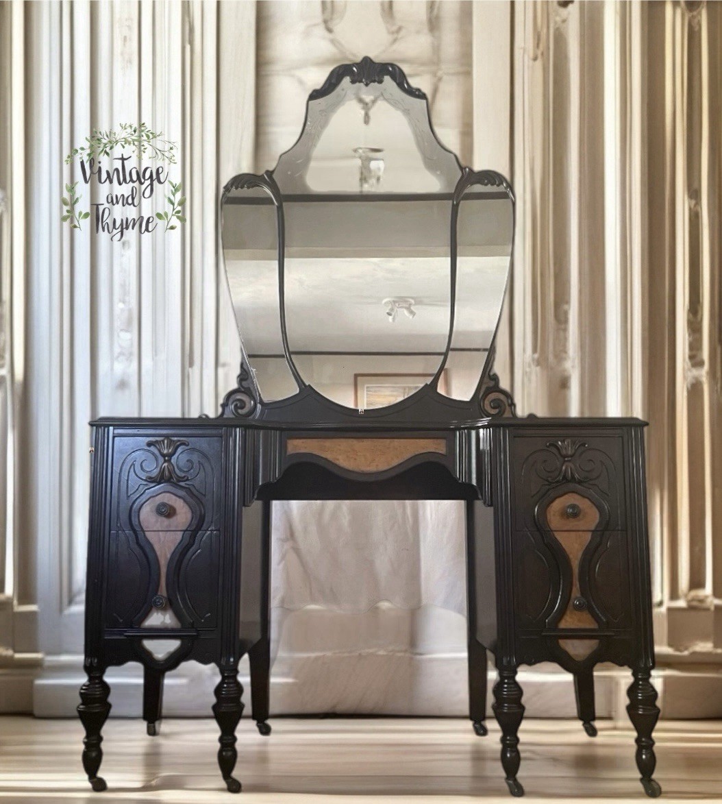 Vintage Jacobean Vanity Makeup Table Mirror