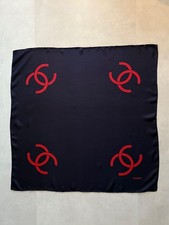 Chanel Vintage Silk Scarf Italy Coco Mark Rare Made in Italy Good Condition