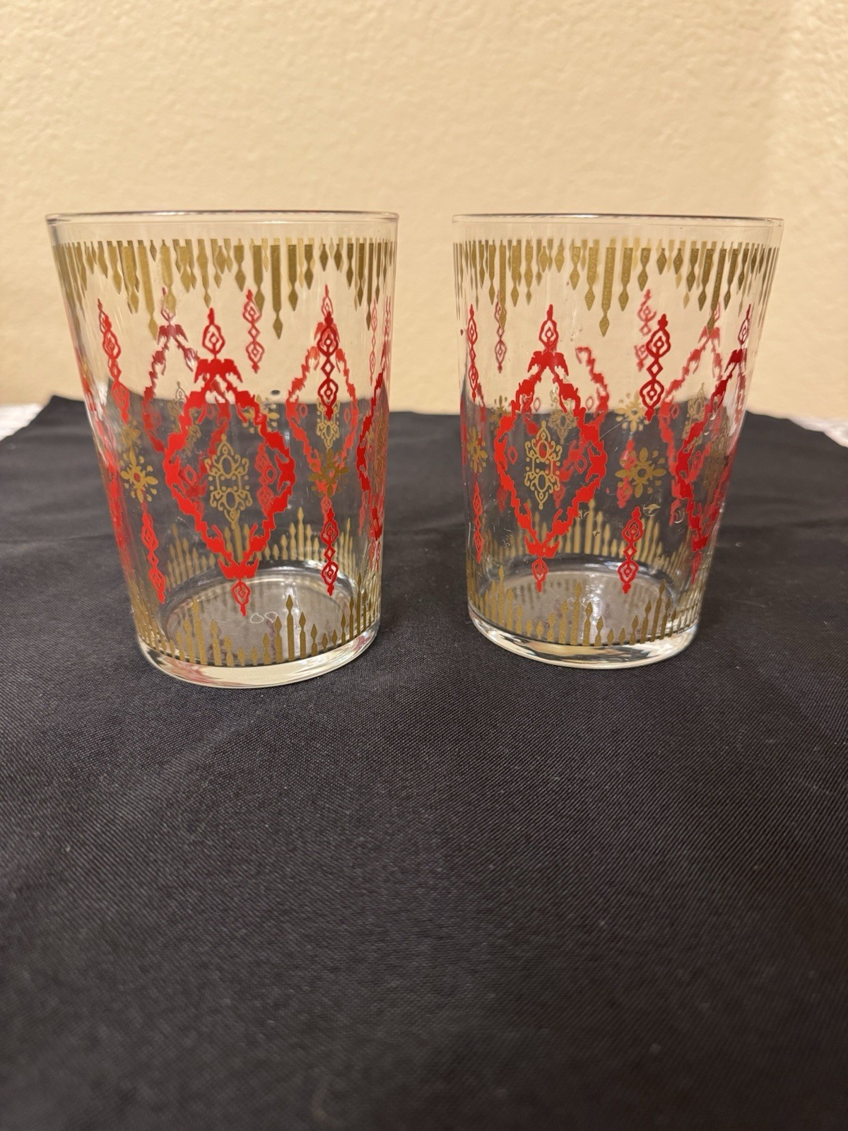 Vintage 17oz Printed Cocktail Glasses - Vintage Barware - Retro Barware