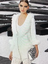 CHANEL VINTAGE 2011P NEW TAGS MUSEUM OSTRICH JACKET CC JEWELED BUTTON FR34 $32K