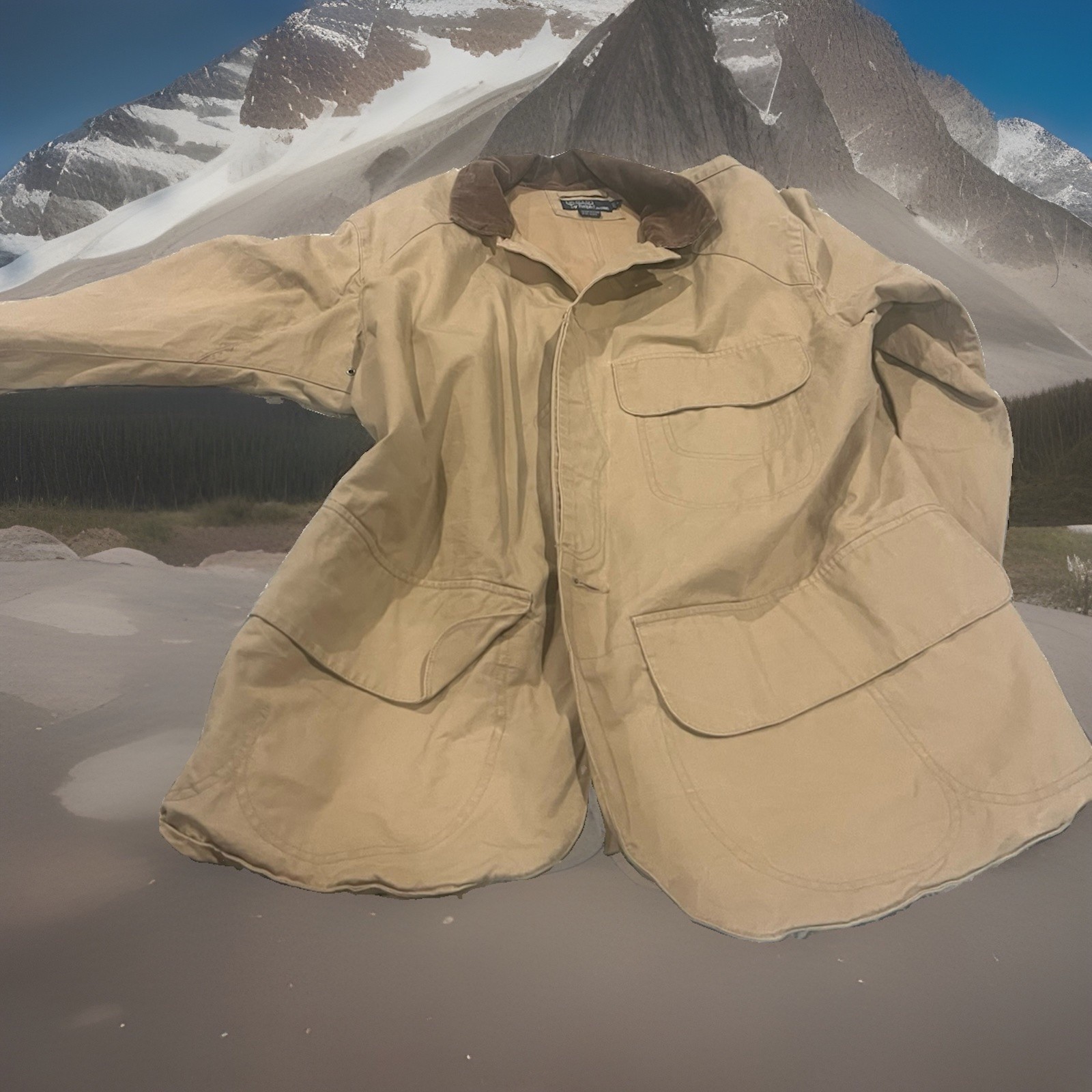 Vintage Polo Ralph Lauren Barn Coat Jacket Tan Cotton Brown Corduroy Collar