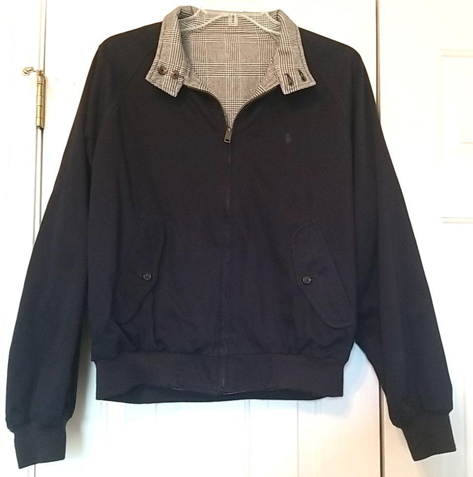 Polo Ralph Lauren Vintage Reversible Plaid Blue Jacket Coat Large Rare 90s
