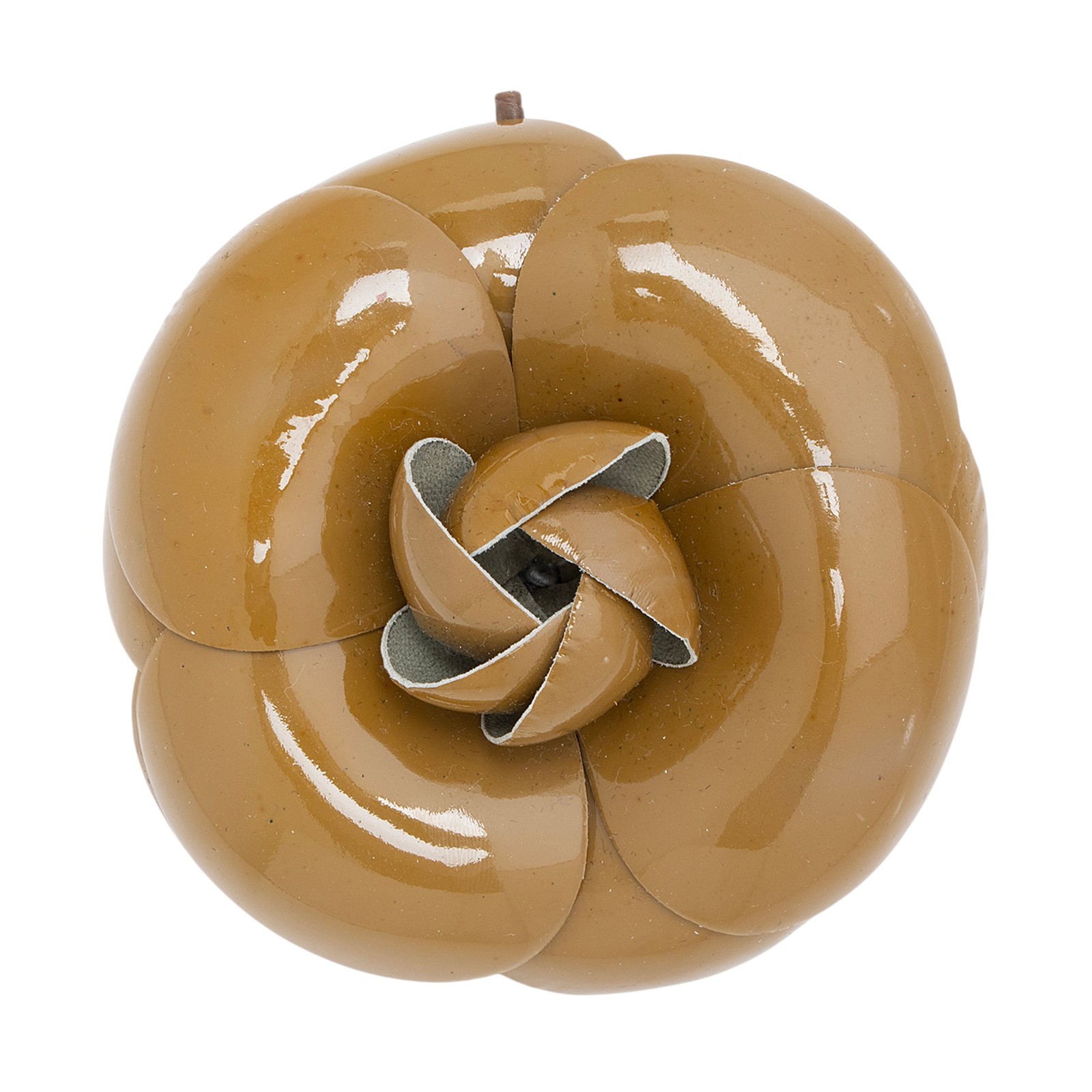 Chanel Vintage Patent Leather Camellia Brooch