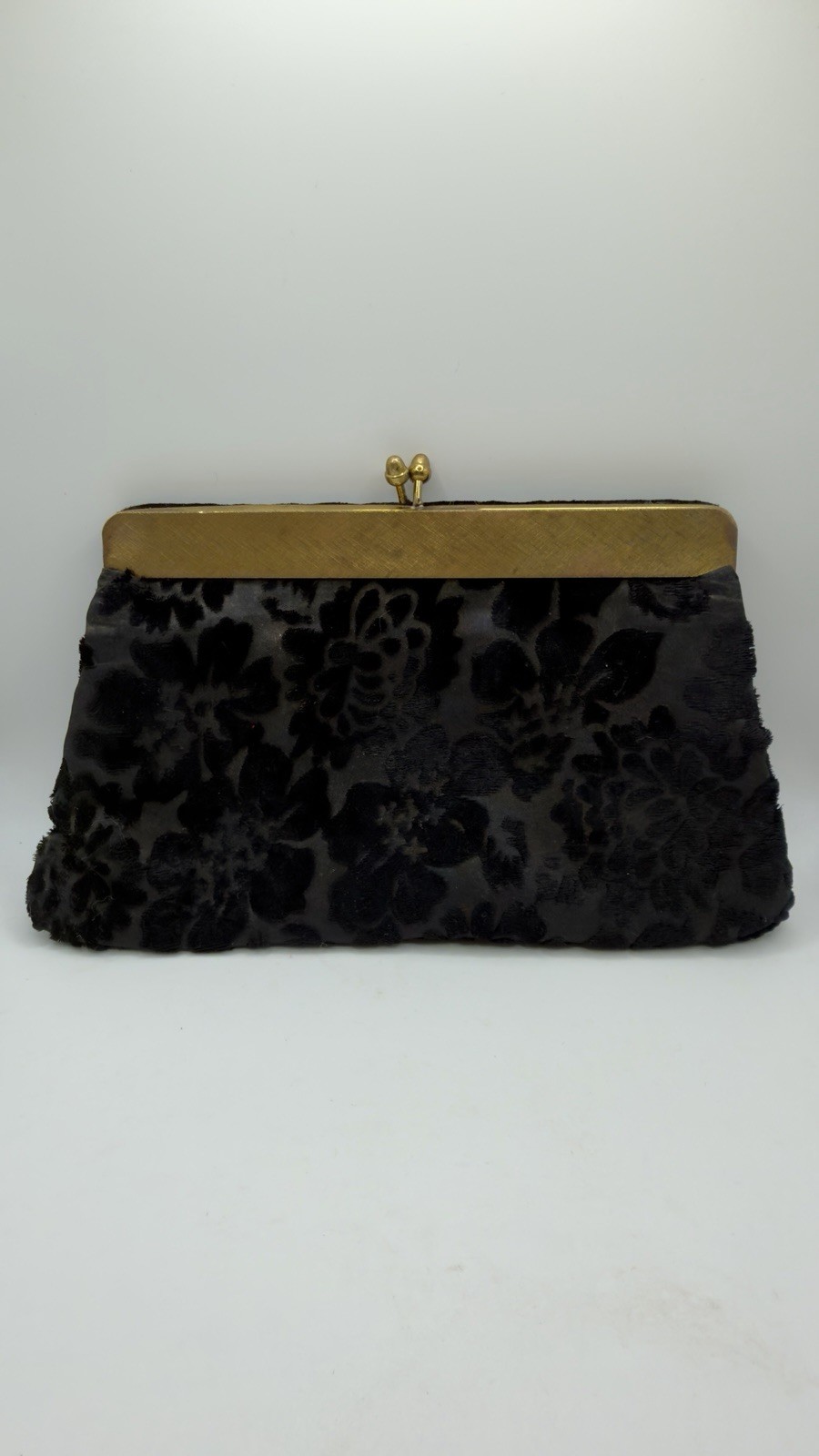 Vintage Ritter Black Velvet Clutch Purse Bag Handbag Evening Retro Mid Century