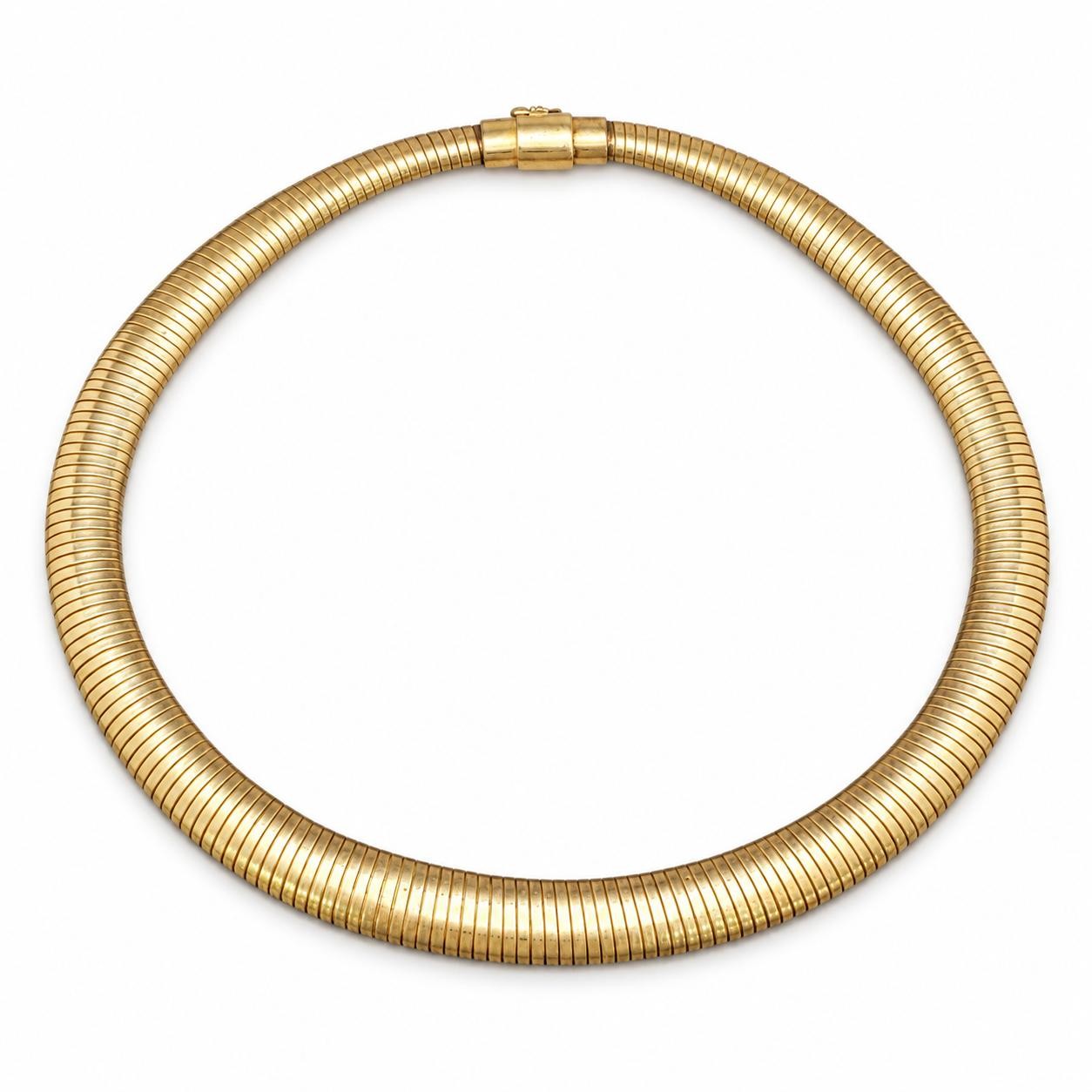 Vintage Cartier Tubogas Choker Necklace 14K Yellow Gold