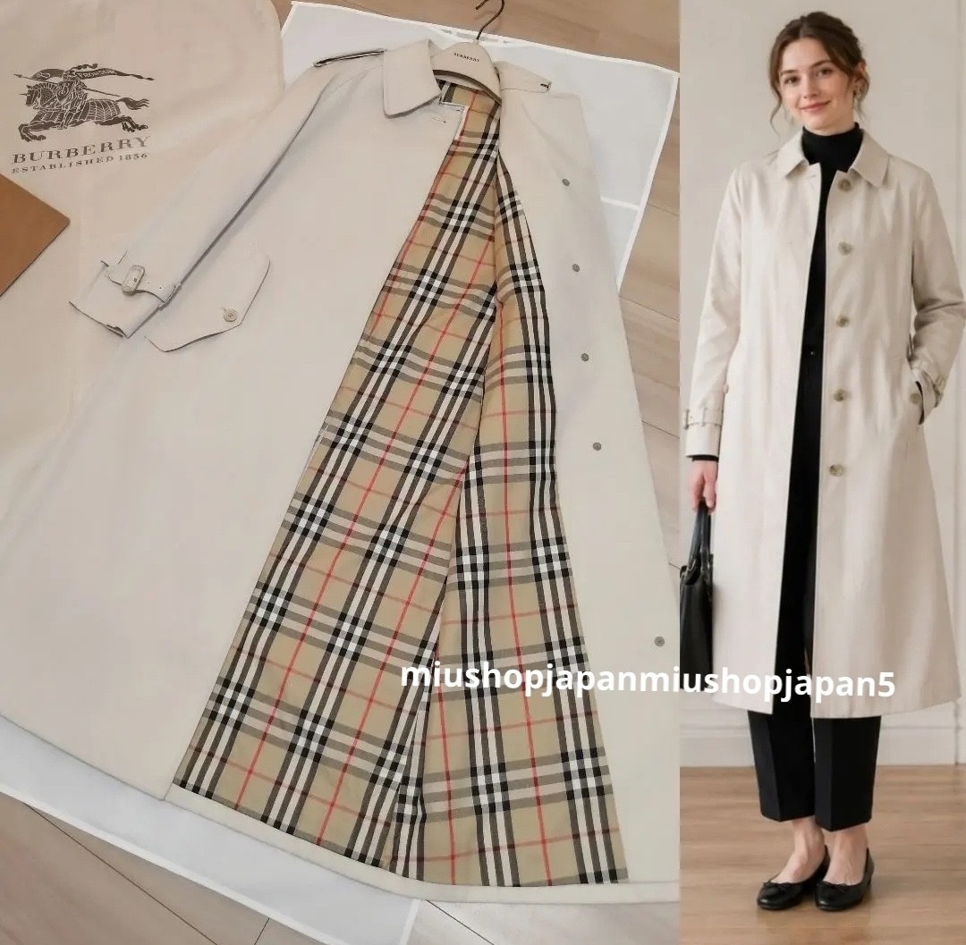 BURBERRY Trench Coat Authentic Vintage Balmacaan Check Stone Beige XS/UK4/US2