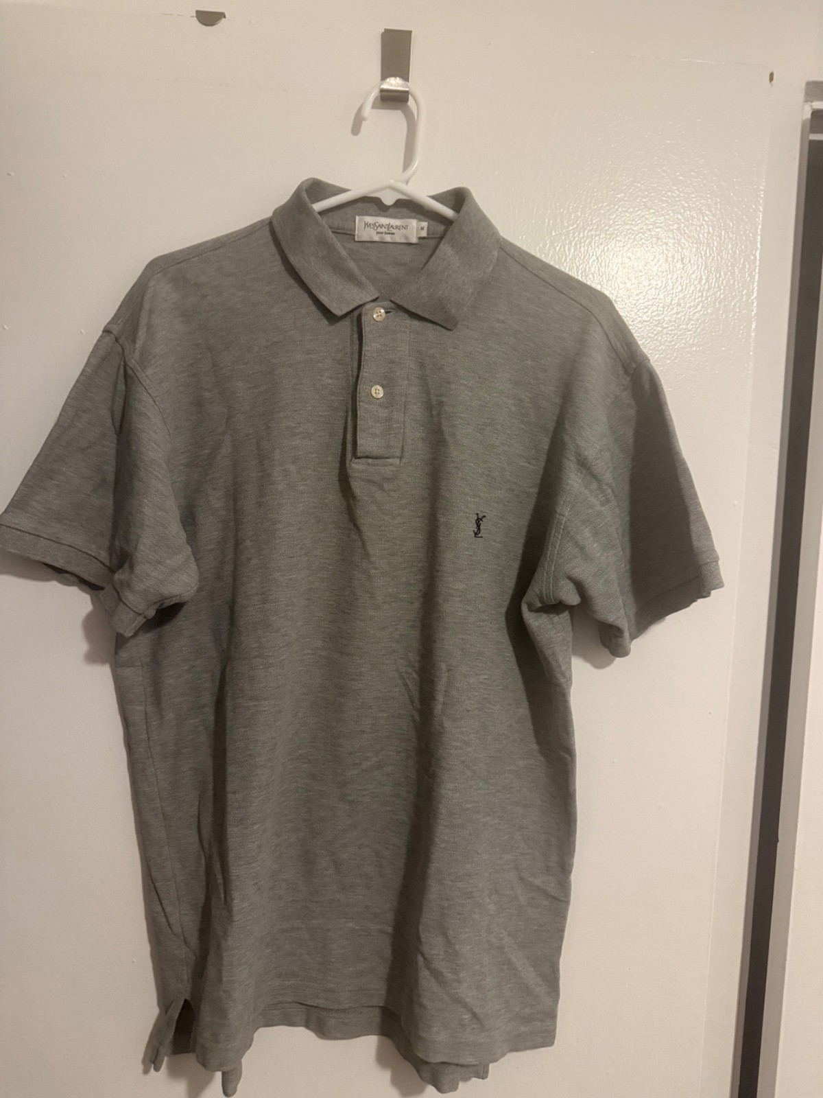 Vintage YSL Yves Saint Laurent Grey Men’s Medium Polo