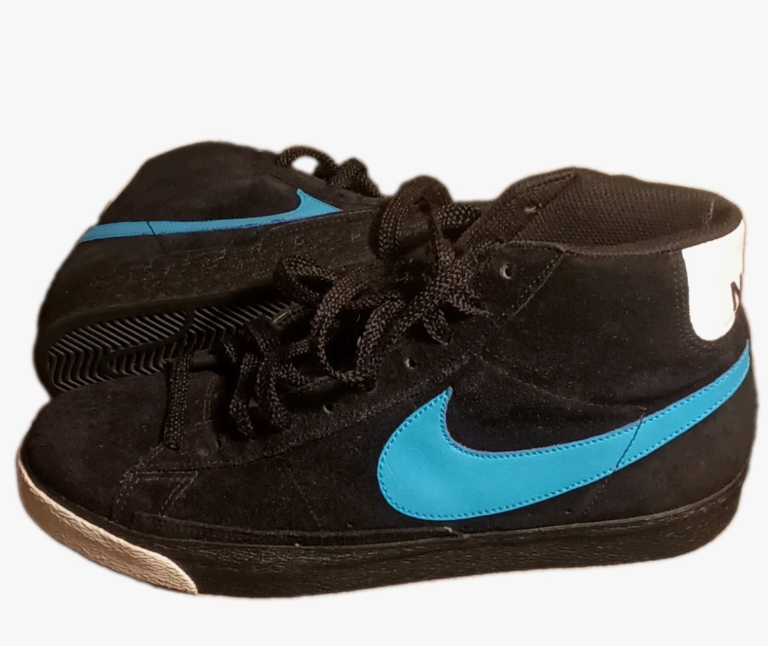 Vintage Nike Blazer High Black Vivid Blue Suede Sneakers Size 12 best price exce