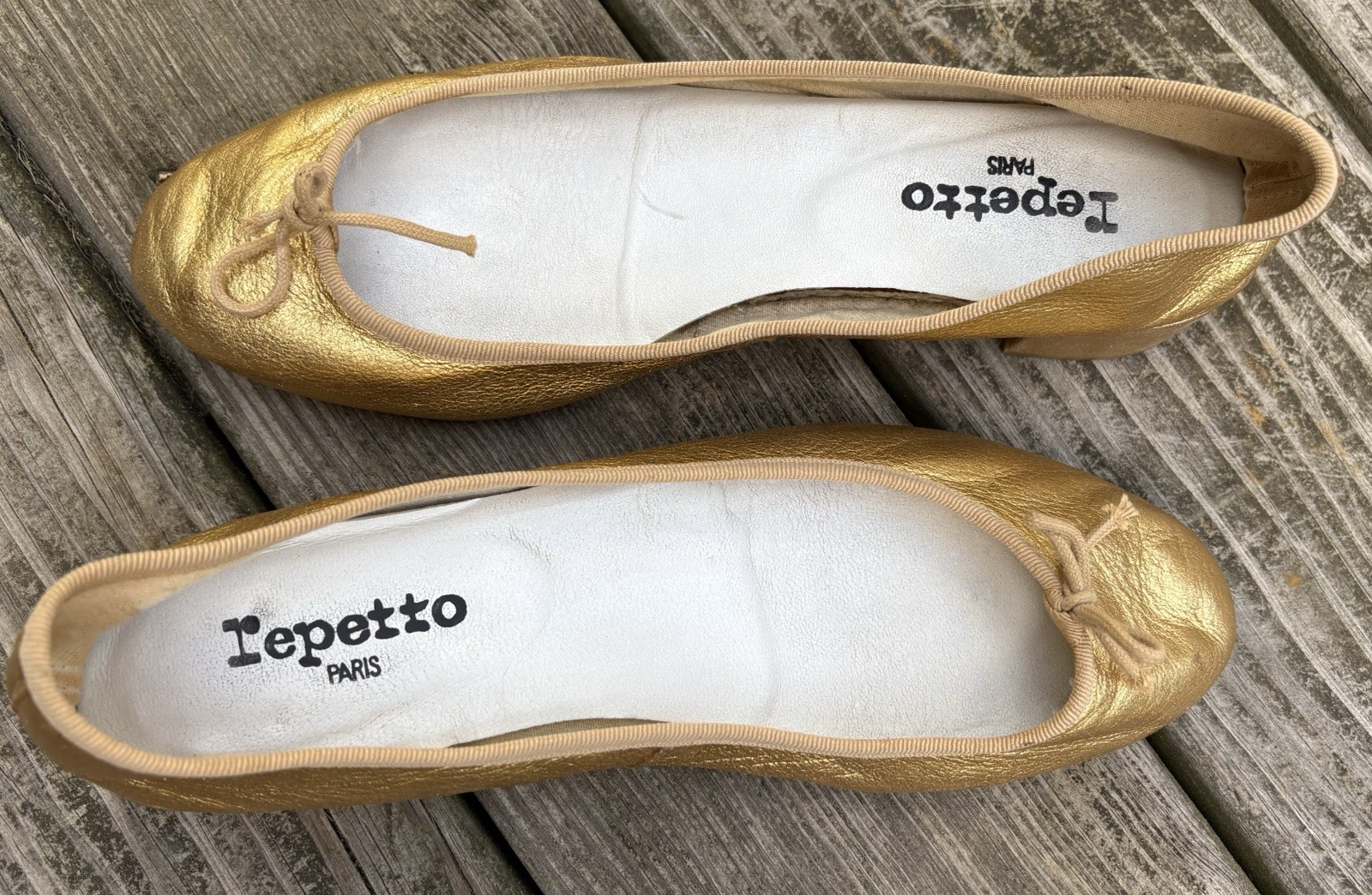 Repetto Camille Gold Ballet Block Heel, Paris size 41 / US 10