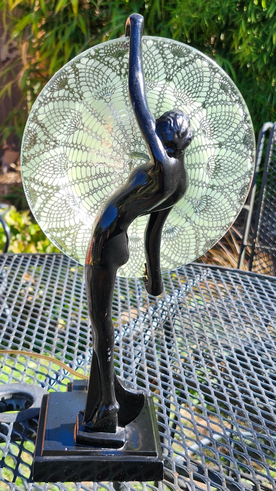 Vintage Art Deco Sarsaparilla Table Lamp Nude Woman Holding Moon