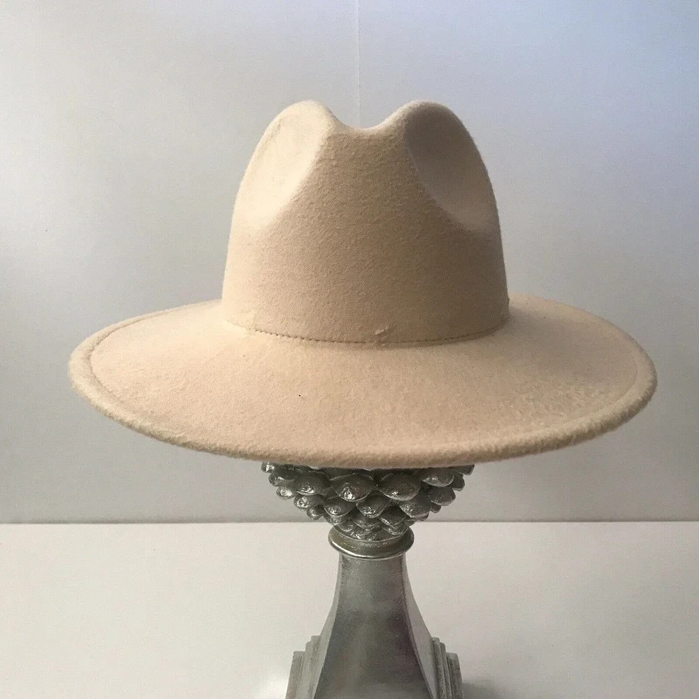 Vintage Wide Brim Fedora Hat – Wool Felt – Pinched Crown – Unisex