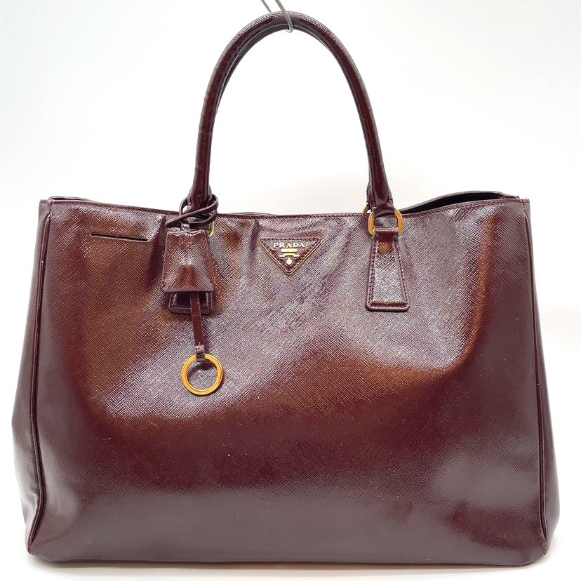 Authentic Vintage PRADA Galleria Saffiano Lux Leather Burgundy Tote Bag NS071466