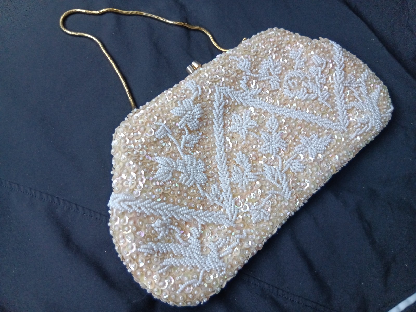Vintage Beaded Sequin Clutch Evening Bag Wedding Hong Kong British