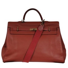 Hermes Vintage Kelly 50 Red Bordeaux Gold Hardware Travel Carry On Duffle Bag