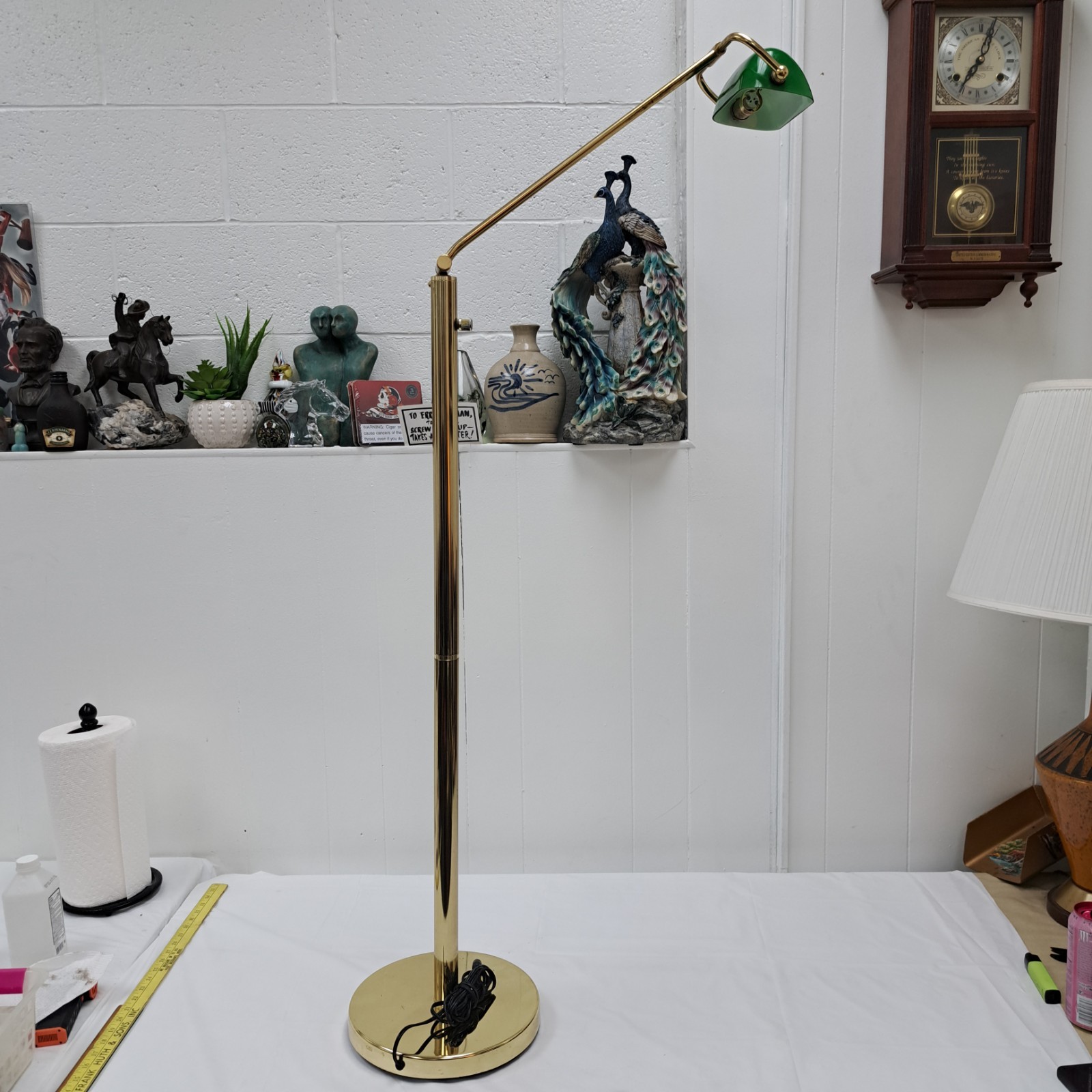 Vintage Adjustable Floor Lamp Reading Bankers Lamp Vintage Brass MCM