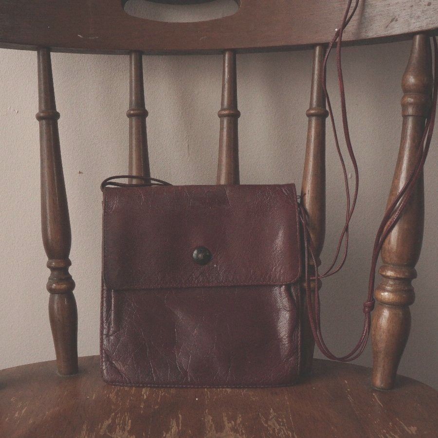 Vintage Burgundy Leather Crossbody Bag with Button Closure