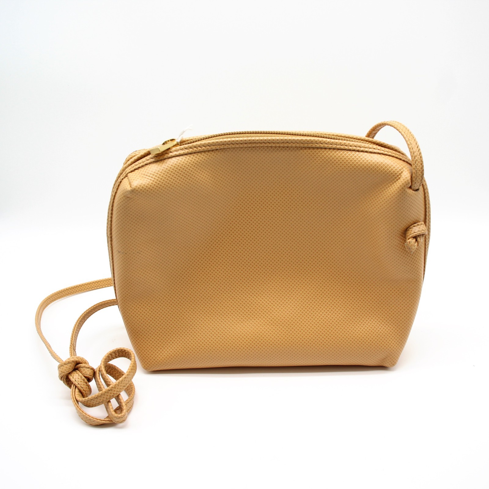 Vintage 1980's Bottega Veneta Perforated Leather Beige Crossbody Bag #H-3