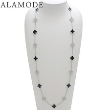 Van Cleef & Arpels Vintage Alhambra Long Necklace 20 Motifs K18WG Onyx
