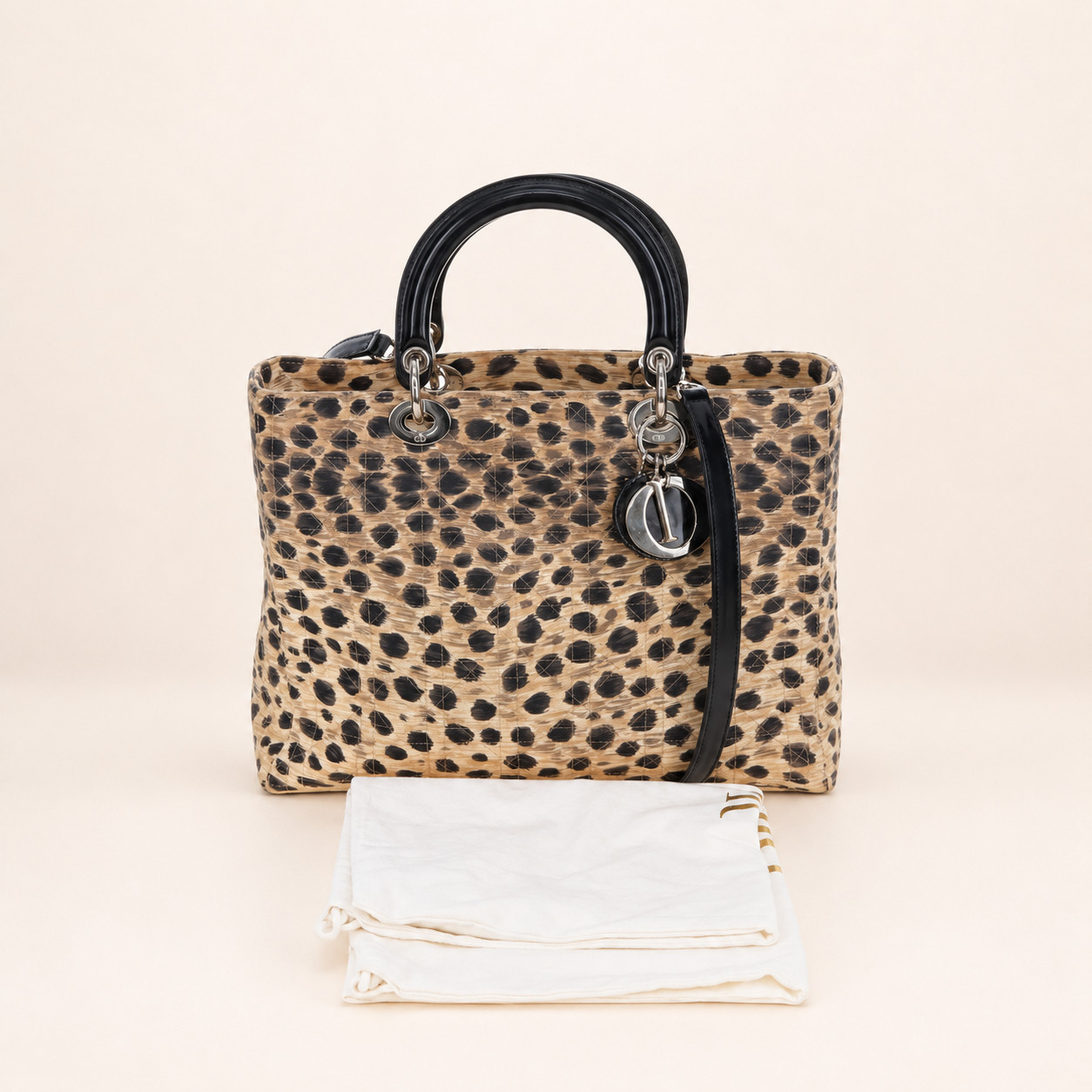 Vintage Dior Lady Dior Large Leopard Print Bag w/ Dustbag