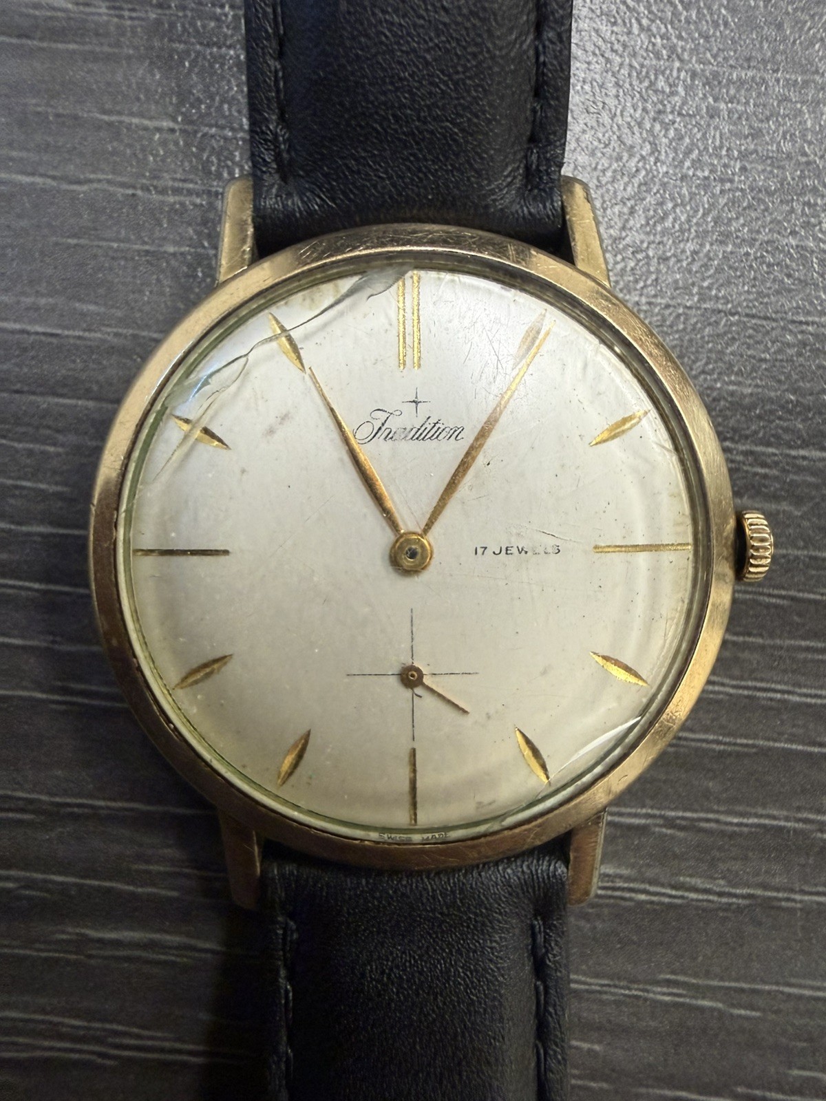 VINTAGE TRADITION SEARS ROEBUCK AUTOMATIC SWISS MADE MEN'S WATCH W/ OMEGA CROWN
