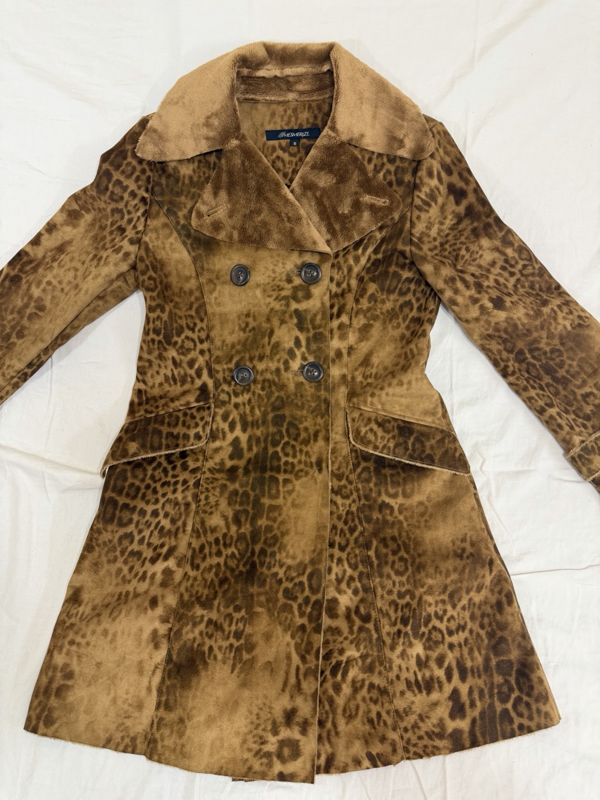 Women's Vintage 90s Brown Utility Trench Coat Jacket Small Size with Buttons