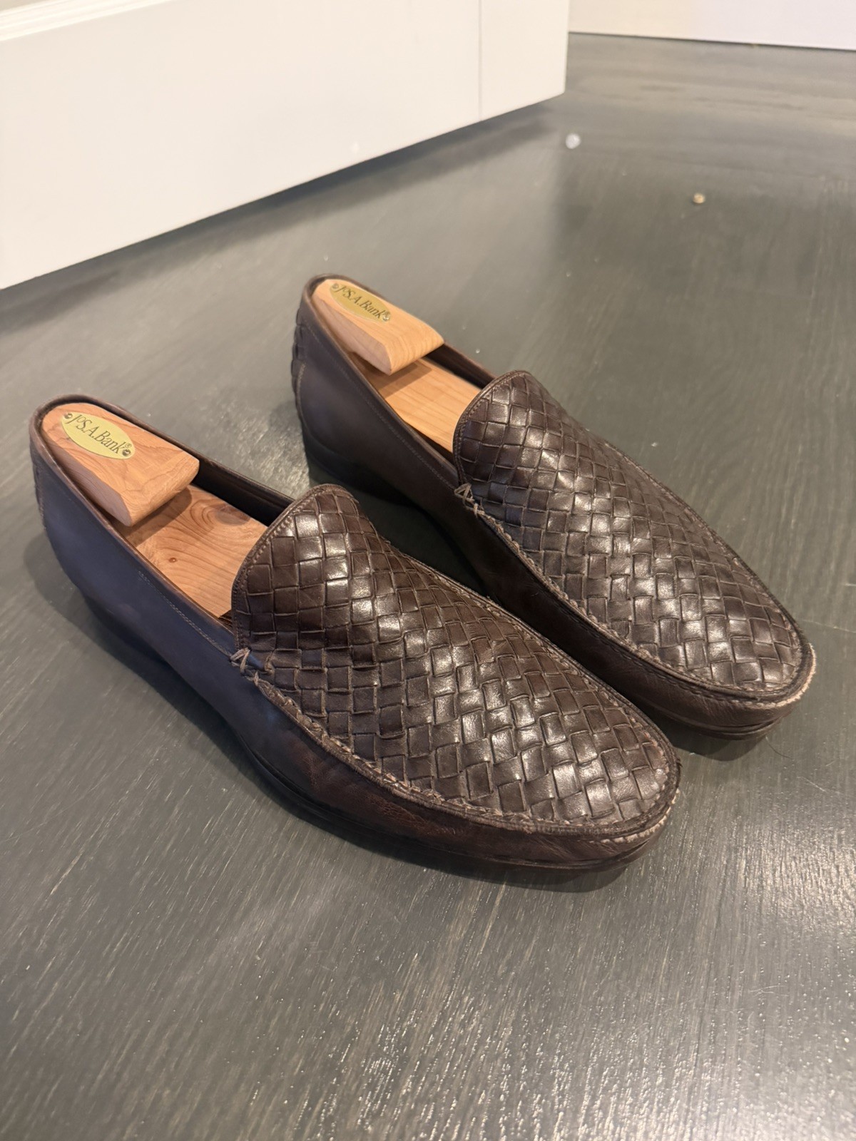 Bottega Veneta Interaccio woven leather slip on loafer 11.5 MSRP $1150