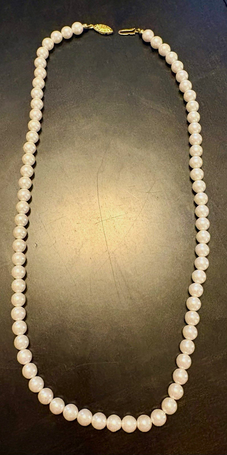 Vintage 22" Matinee Cultured Freshwater Pearl Necklace - Gold Filigree Clasp