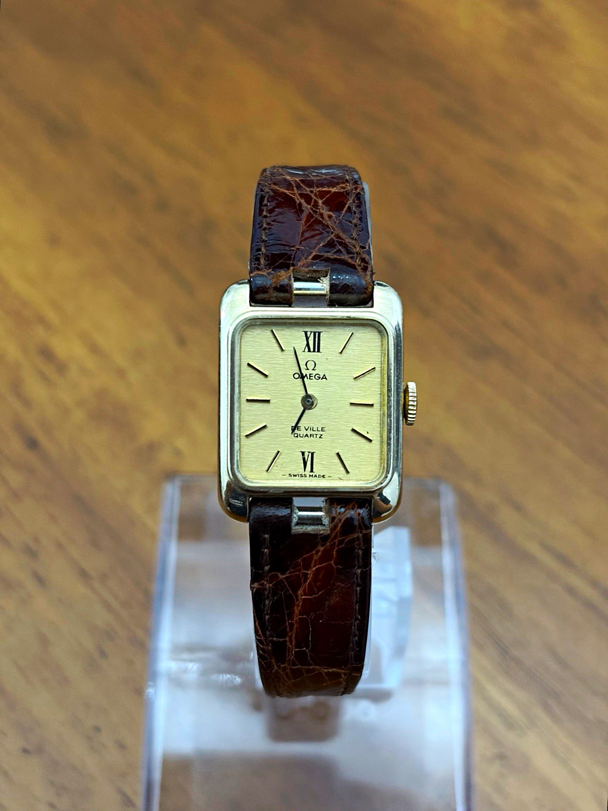 OMEGA De Ville 10k Gold Filled Tank Quartz Watch, Vintage 1980s