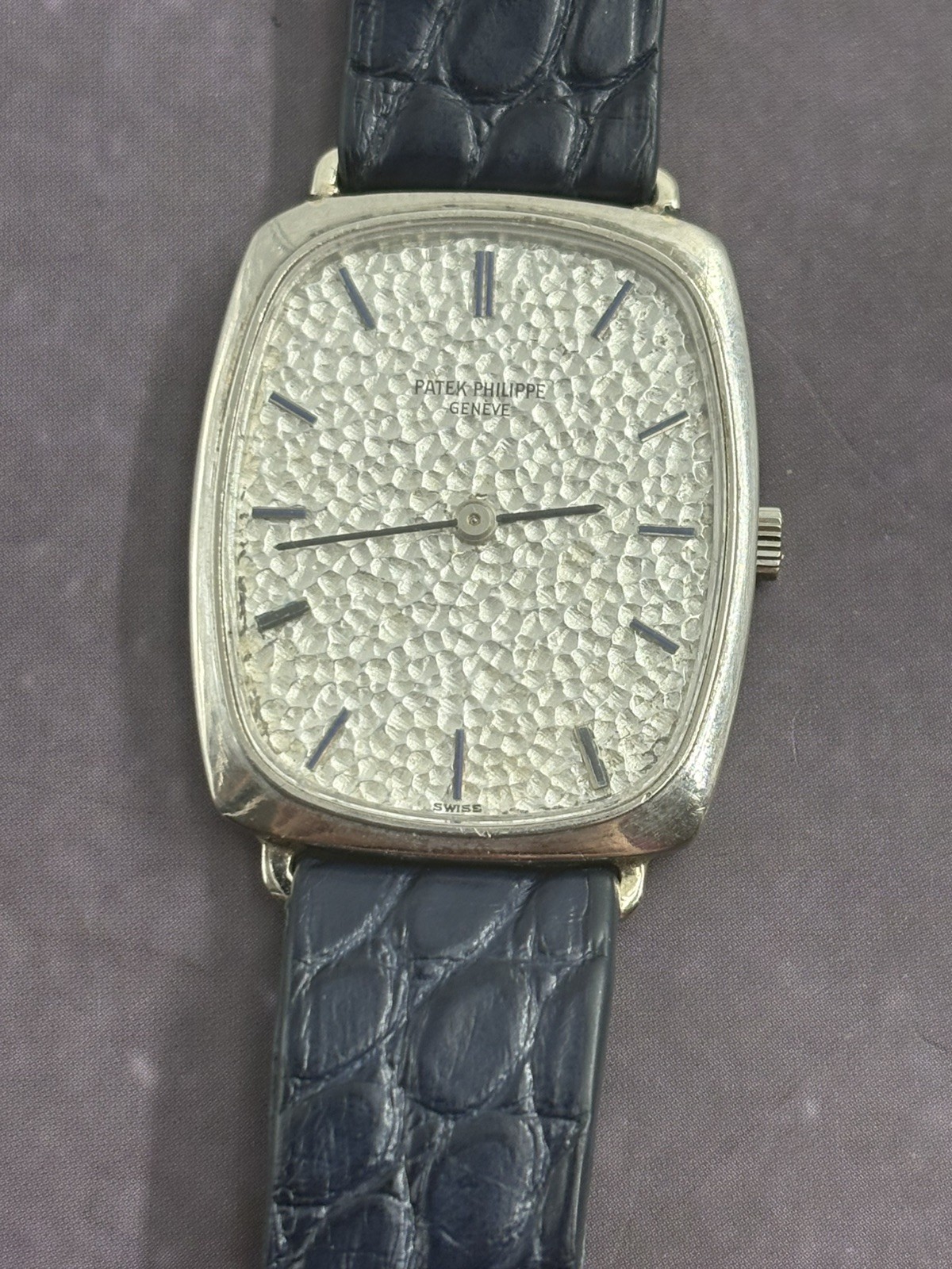 Patek Philippe 3567 Ellipse White Gold Hammered Dial Vintage Watch Caliber 175