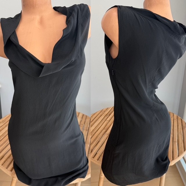 VINTAGE PRADA SILK COWL NECK DRESS SLEEK MINIMALIST 90s/Y2K sz 40 (4)