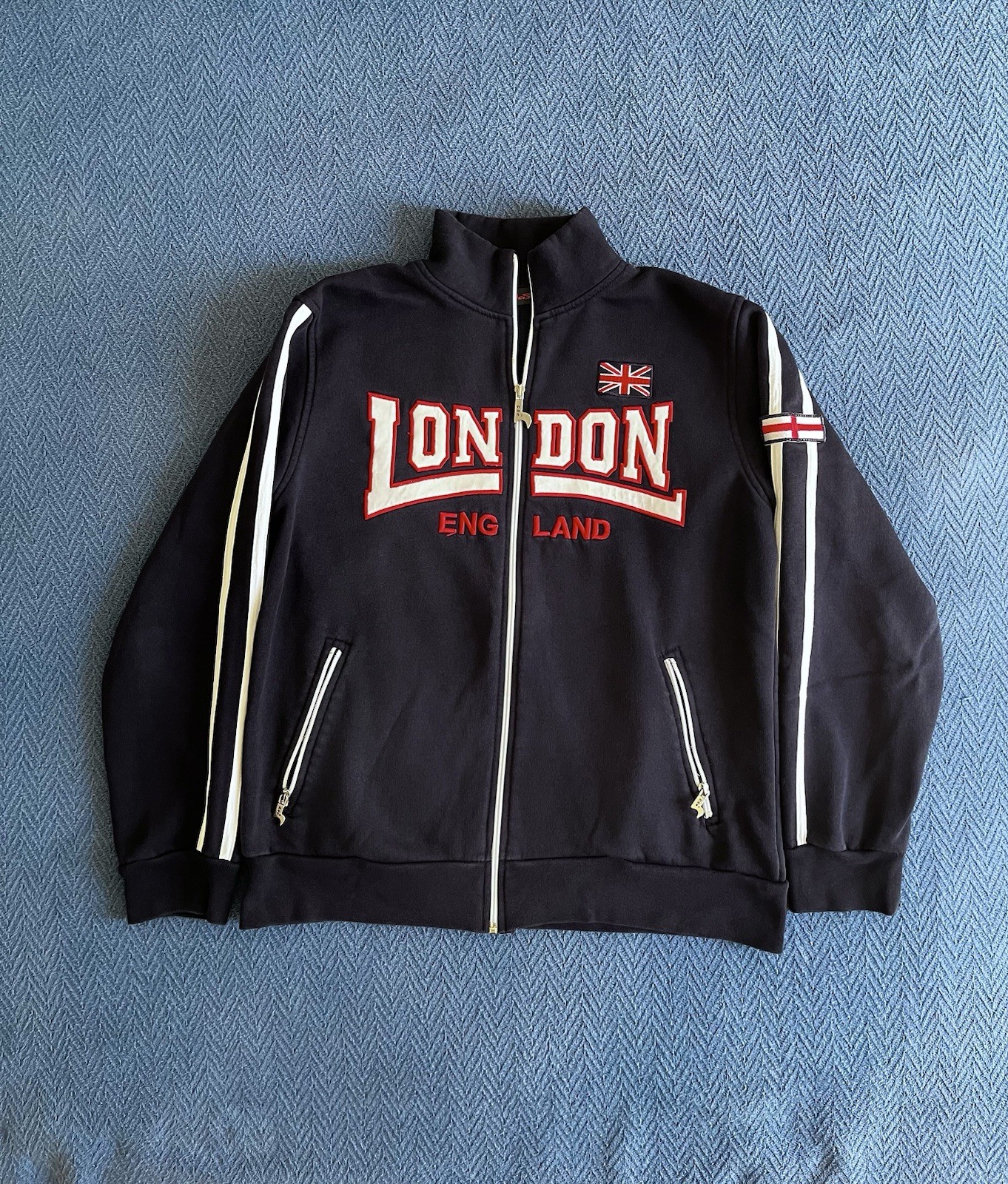 Vintage-style NaS London England full-zip track jacket